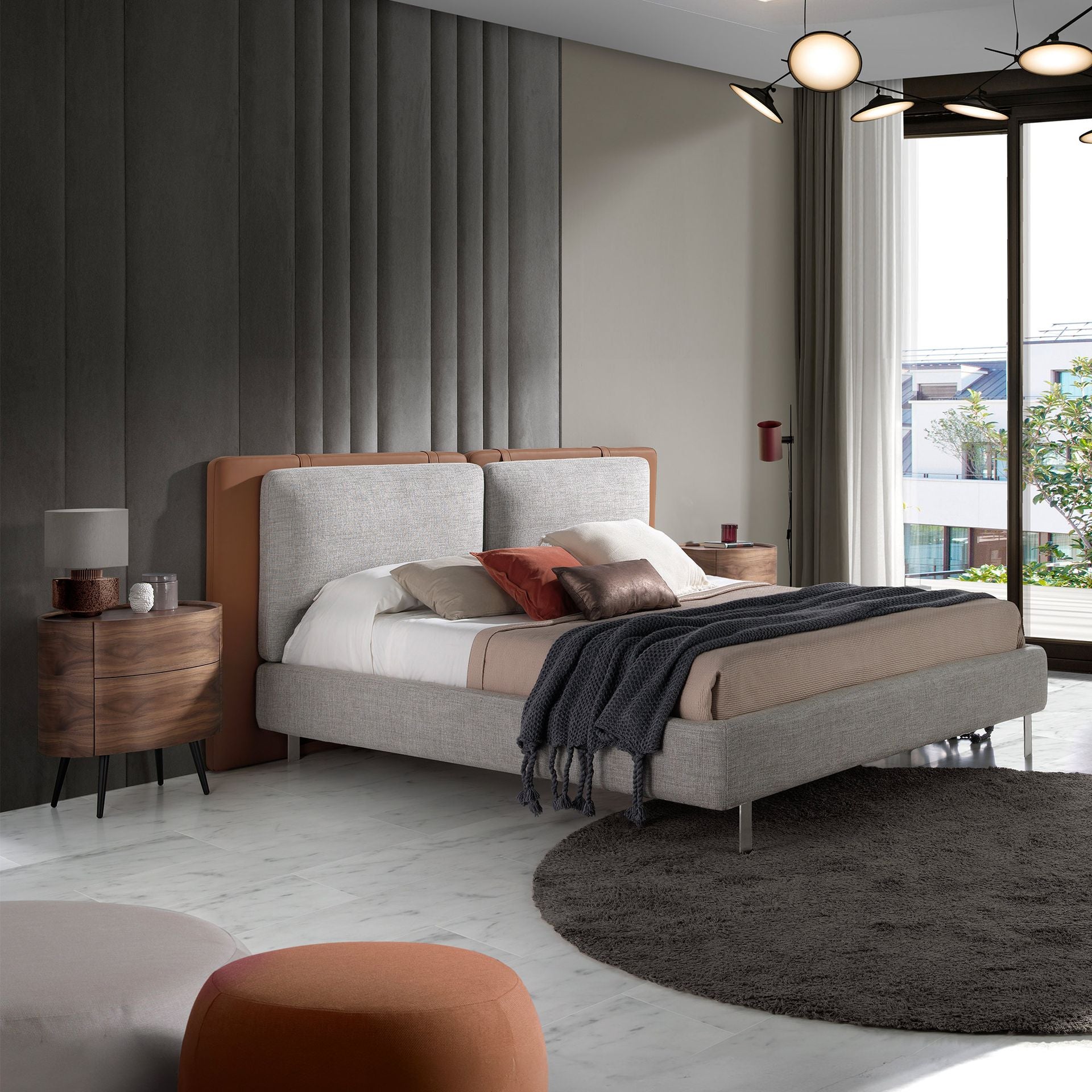 Bielefeld 180x200 Polsterbett MaterialMix LENO color braun grau main 02