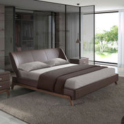 Bochum 180x200 Polsterbett Kunstleder LENO color Nussbraun front 03