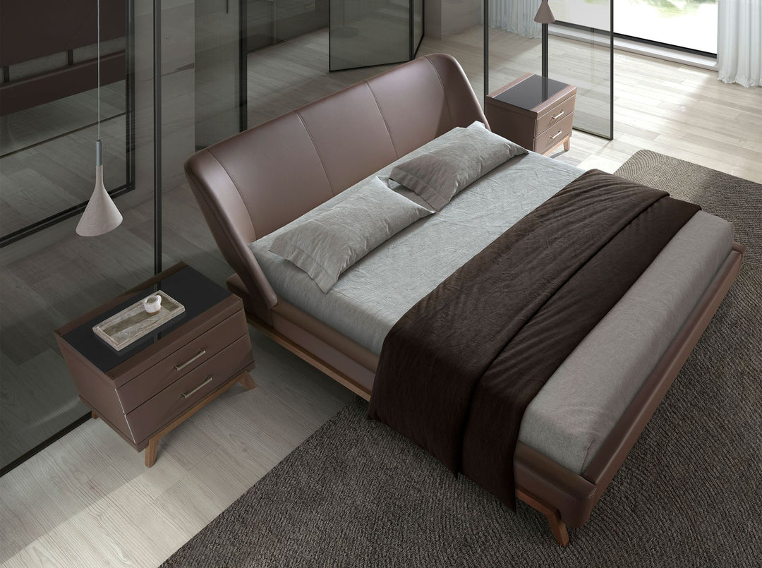 Bochum 180x200 Polsterbett Kunstleder LENO color Nussbraun top