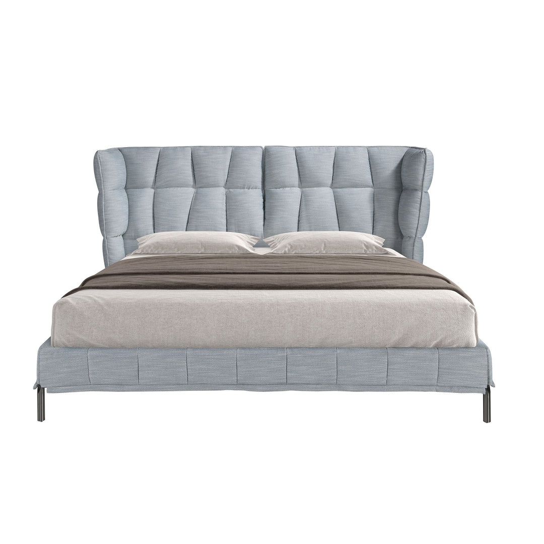 Dortmund 180x200 Polsterbett Stoff RIVA color blaugrau front