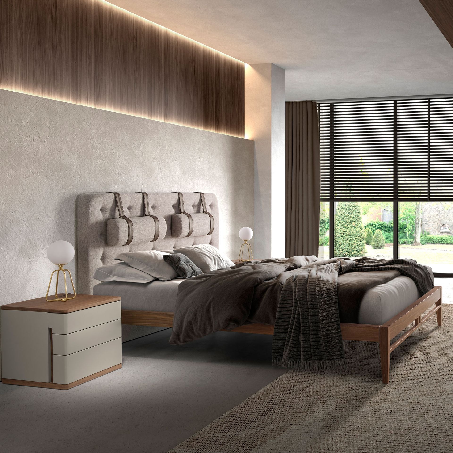 Frankfurt 160x200 Polsterbett Webstoff WEVO color Warmgrau main 02