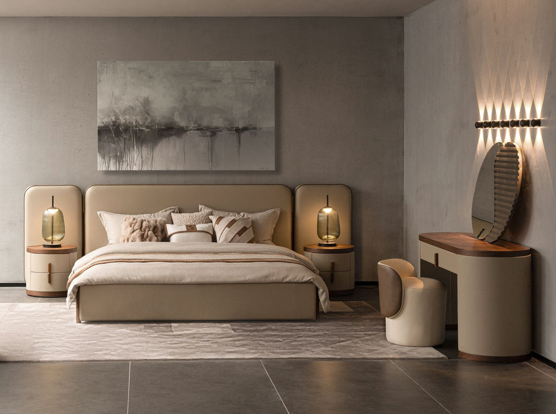 Nürnberg 180x200 Polsterbett Kunstleder LENO color mink front 02